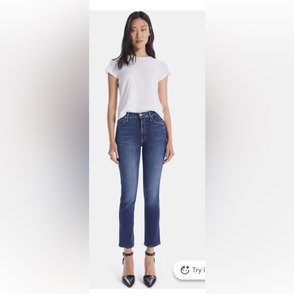 MOTHER the mid rise, dazzler ankle jean in color on the edge size 24